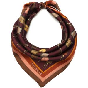 imageCOACH womens Leather Hang Tag Printed Silk BandanaDark WhineMulti