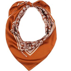 imageCOACH womens Textured Signature C Printed Silk SquareBurnished Amber