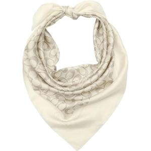 imageCOACH womens Textured Signature C Printed Silk SquareOffwhite