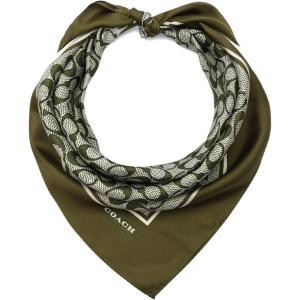 imageCOACH womens Textured Signature C Printed Silk SquareOlive