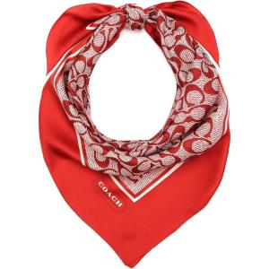 imageCOACH womens Textured Signature C Printed Silk SquareRuby