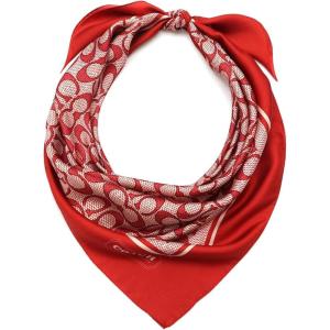 imageCOACH womens Textured Signature C Printed Silk SquareTrue Red