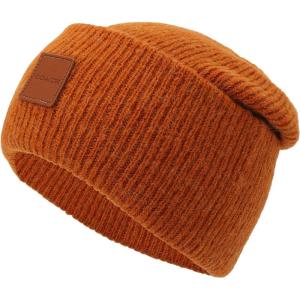 imageCoach Leather Patch Beanie Peach