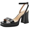 imageCoach Womens Tea Rose Platform Sandal in Glazed Leather Espadrille WedgeBlack