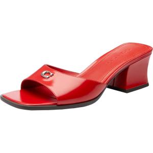 imageCOACH womens Holly Block Heel SandalBlackCrimson TintGreen Glow