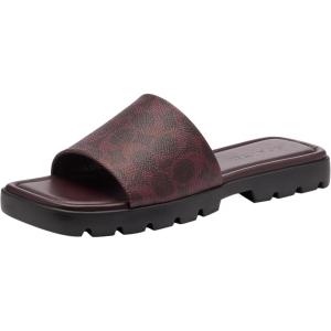 imageCoach Womens Florence Sandal in Signature Coated Canvas FlatBlack Currant