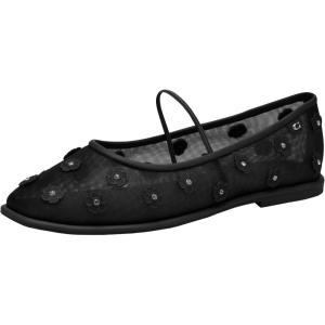 imageCOACH Womens Emilia Mary Jane FlatsBlack Tea Rose