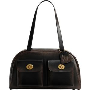 imageCoach Twin Turnlock BagLoved LeatherSilverBlack Brown
