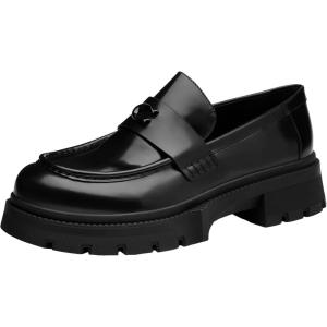 imageCoach Mens Patent Platform Loafer CharcoalBlack 10