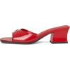 image:imageCOACH womens Sculpted C Leather Block Heel SandalsBlackCrimson TintGreen Glow