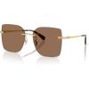 image:imageCOACH Womens HC7193D Low Bridge Fit Square Sunglasses Shiny GoldBrown Solid 57 mm