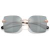 image:imageCOACH Womens HC7193D Low Bridge Fit Square Sunglasses Shiny Rose GoldGrey Mirrored 57 mm