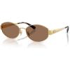 image:imageCOACH womens Hc7192d Low Bridge Fit Oval SunglassesShiny GoldDark Brown Solid