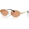 image:imageCOACH womens Hc7192d Low Bridge Fit Oval SunglassesShiny Light GoldLight Brown Solid