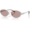 image:imageCOACH womens Hc7192d Low Bridge Fit Oval SunglassesShiny SilverPurple Solid
