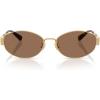 image:imageCOACH womens Hc7192d Low Bridge Fit Oval SunglassesShiny GoldDark Brown Solid