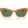 image:imageCOACH womens Hc8452u Universal Fit Cat Eye SunglassesBlonde TortoiseGreen Solid