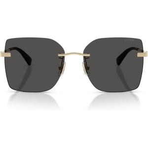 image:imageCOACH Womens HC7193D Low Bridge Fit Square Sunglasses Shiny Light GoldGrey Solid 57 mm