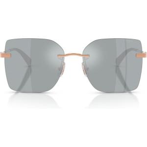 image:imageCOACH Womens HC7193D Low Bridge Fit Square Sunglasses Shiny Rose GoldGrey Mirrored 57 mm
