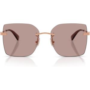 image:imageCOACH Womens HC7193D Low Bridge Fit Square Sunglasses Shiny Rose GoldPurple Solid 57 mm