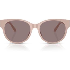 image:imageCOACH Womens HC8430D Low Bridge Fit Round Sunglasses Solid Grey PinkDark Purple Solid 56 mm