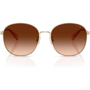 image:imageCOACH womens Hc7189 Round SunglassesShiny Light GoldBrown Gradient