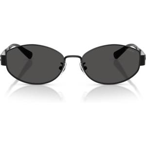 image:imageCOACH womens Hc7192d Low Bridge Fit Oval SunglassesShiny BlackGrey Solid