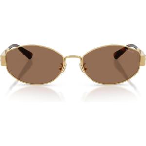 image:imageCOACH womens Hc7192d Low Bridge Fit Oval SunglassesShiny GoldDark Brown Solid