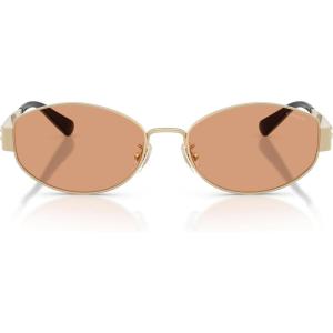 image:imageCOACH womens Hc7192d Low Bridge Fit Oval SunglassesShiny Light GoldLight Brown Solid