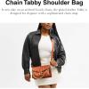 image:imageQuilted Glazed Leather Chain Tabby Shoulder Bag with Chain