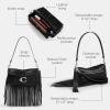 image:imageCOACH Womens Crystal Denim Tabby Shoulder BagBlack Fringe